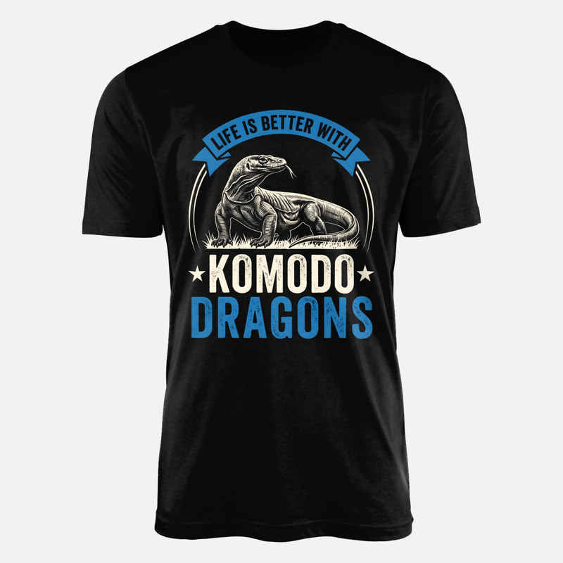 T-shirts: Dragon de Komodo gravure vintage