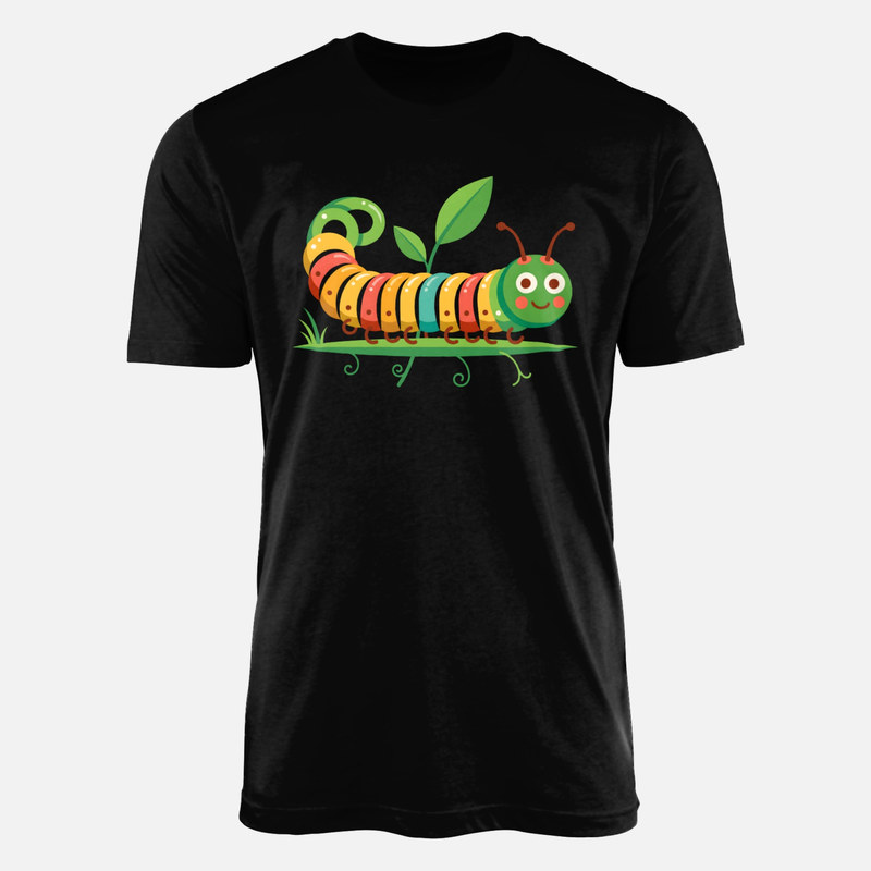 T-shirts: Chenille souriante sur une feuille