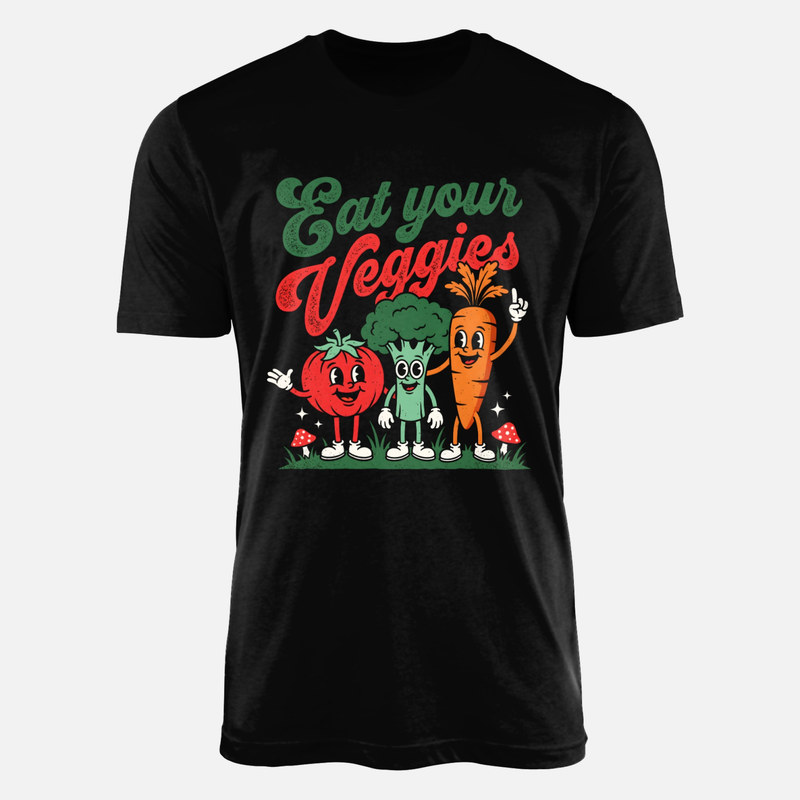T-shirts: L&eacute;gumes joyeux cartoon r&eacute;tro