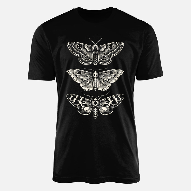 T-shirts: Trois papillons de nuit gravure vintage