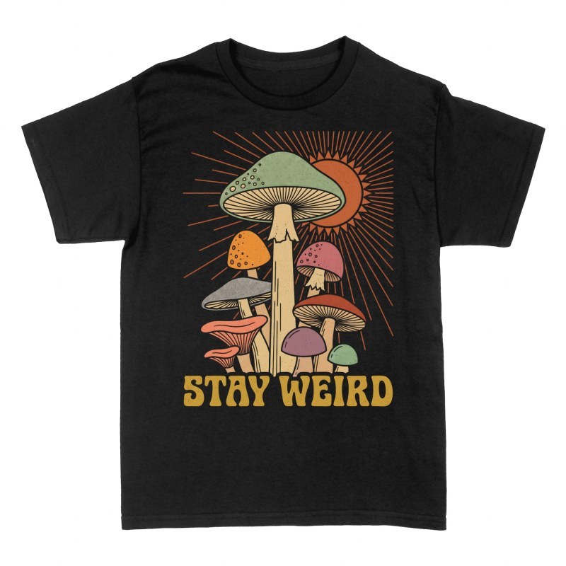 T-shirts: Champignons vintage Stay Weird