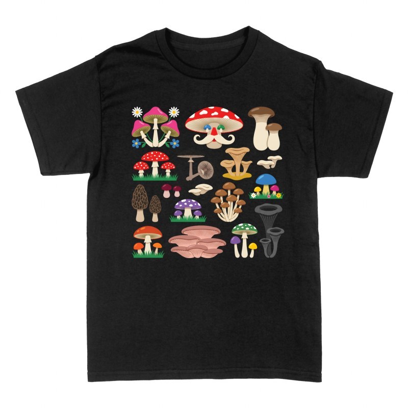 T-shirts: Champignons color&eacute;s et rigolos