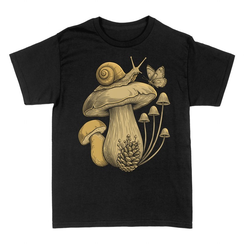 T-shirts: Champignon avec escargot et papillon