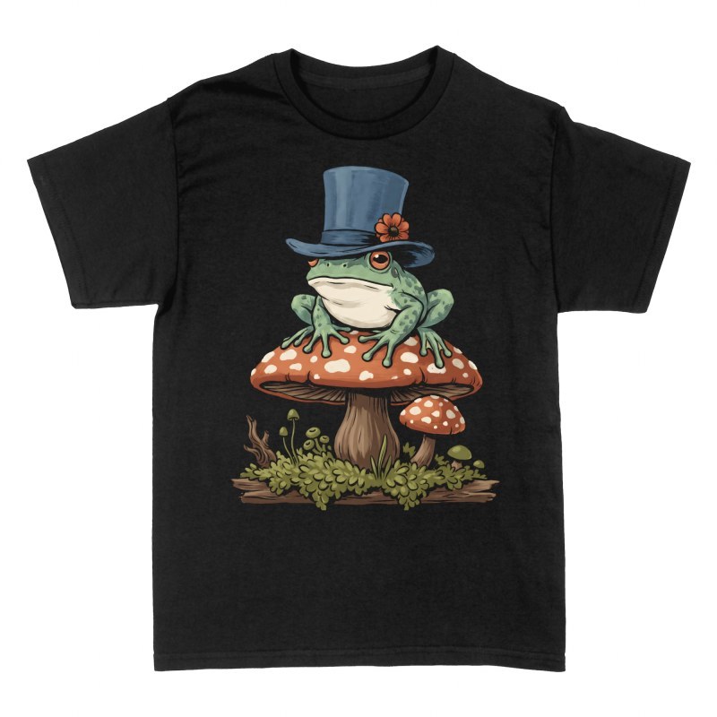 T-shirts: Grenouille &agrave; chapeau haut-de-forme sur amanite