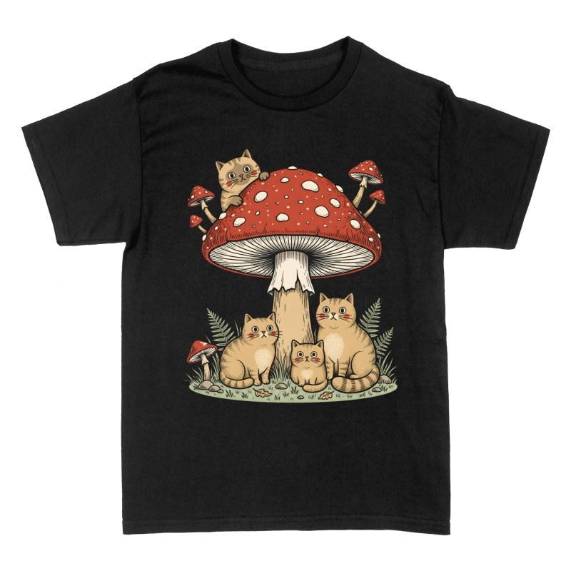 T-shirts: Chats sous champignon g&eacute;ant