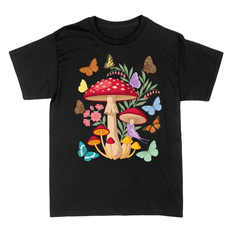 T-shirts: Champignons sauvages et papillons