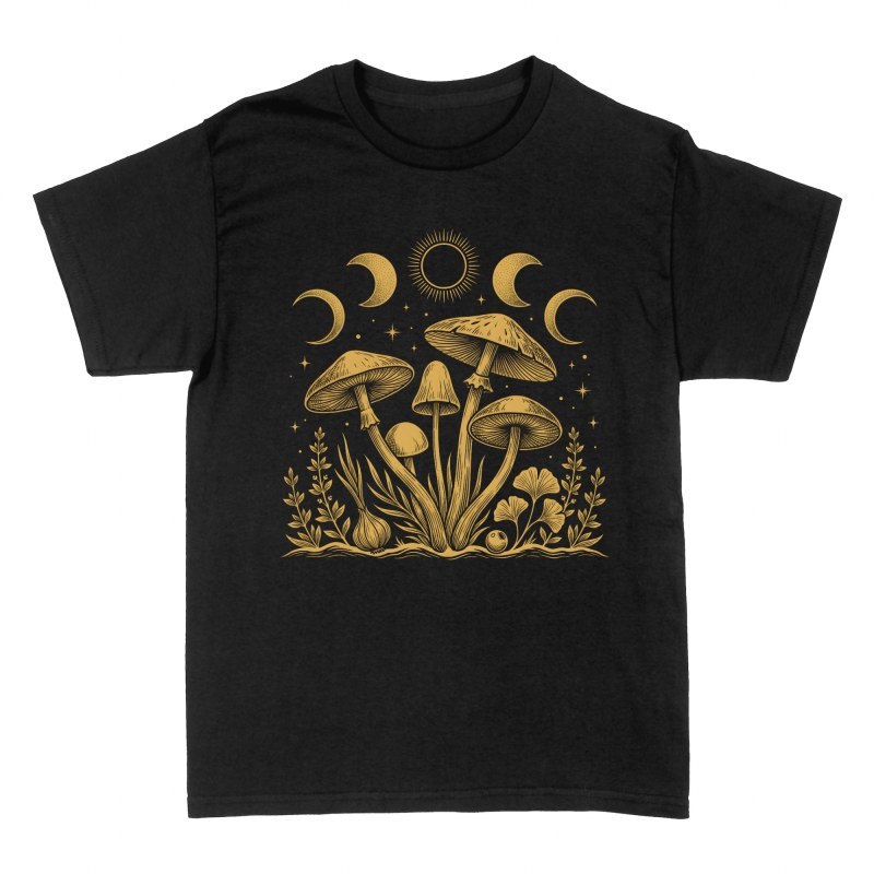 T-shirts: Champignons mystiques et phases lunaires