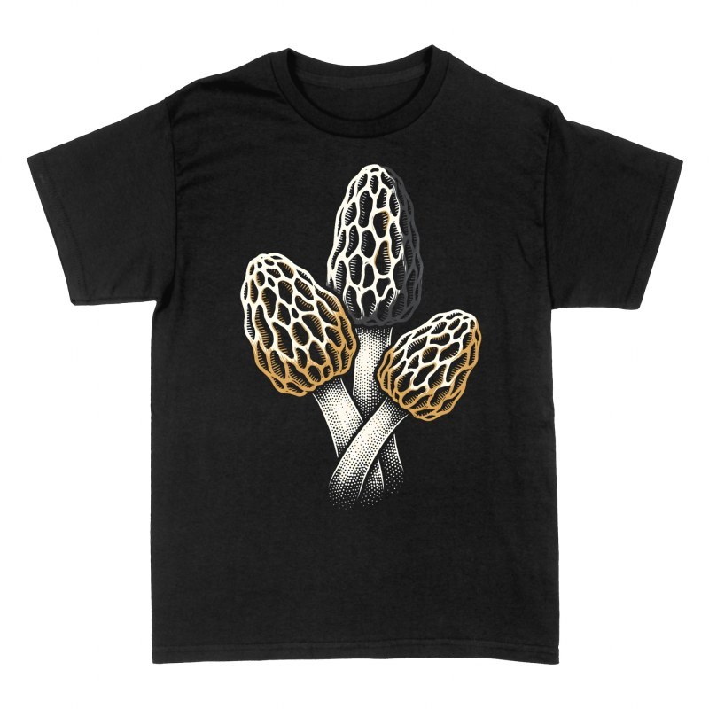 T-shirts: Morilles gravure botanique vintage