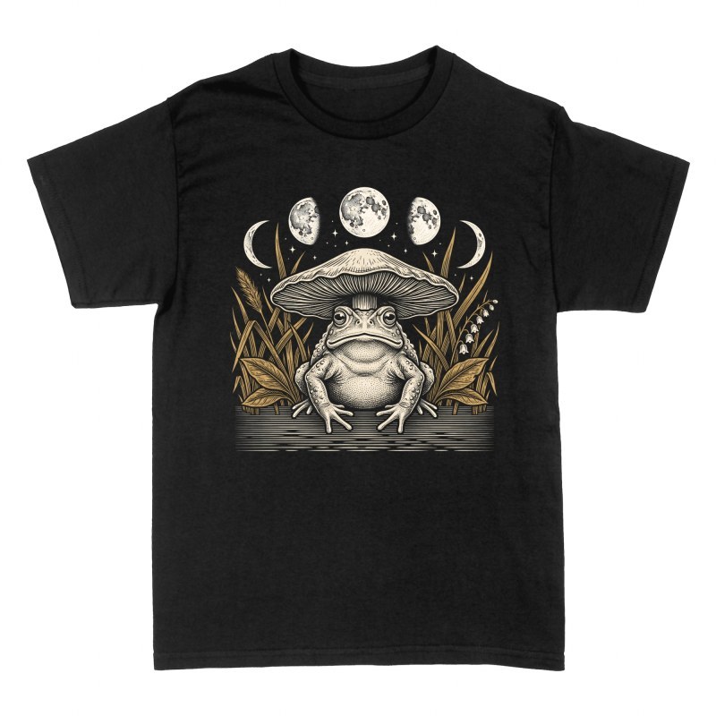 T-shirts: Crapaud &agrave; chapeau champignon et lune