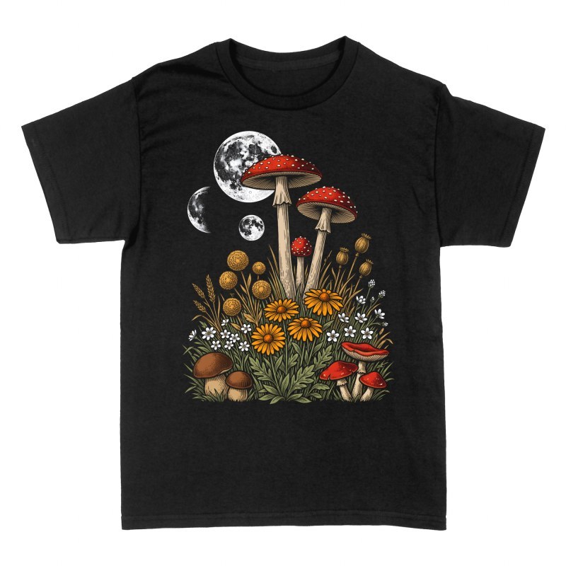 T-shirts: Champignons sauvages sous la lune