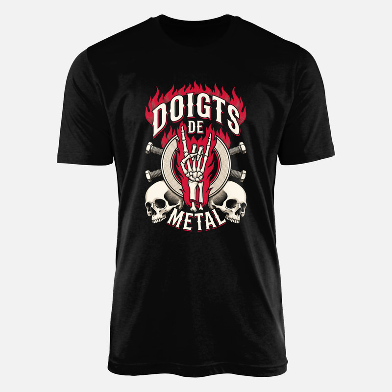 T-shirts: Doigts de metal squelette rock