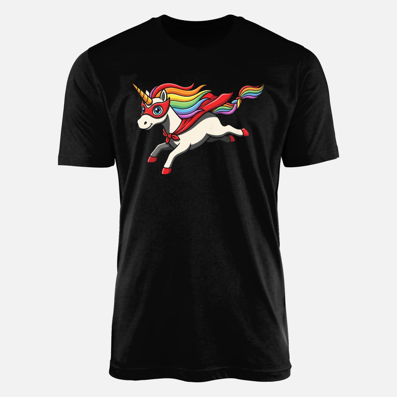 T-shirts: Licorne super-h&eacute;ros volante arc-en-ciel