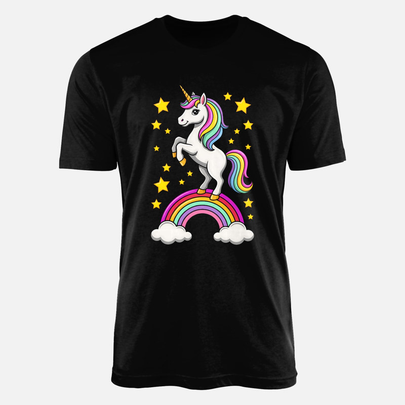 T-shirts: Licorne cabr&eacute;e sur arc-en-ciel et &eacute;toiles