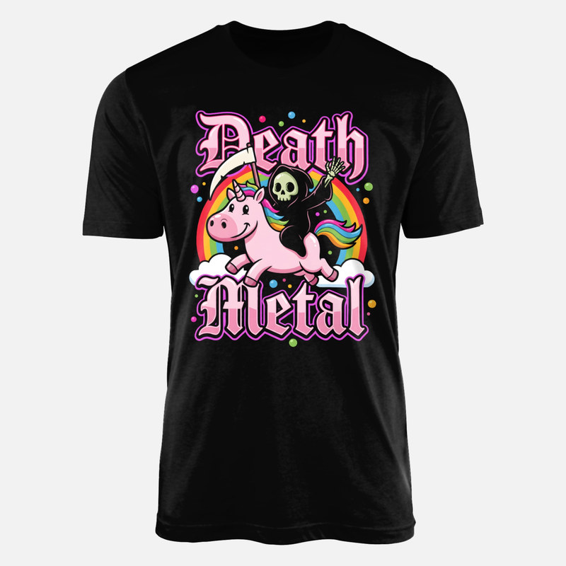 T-shirts: Faucheuse sur licorne death metal