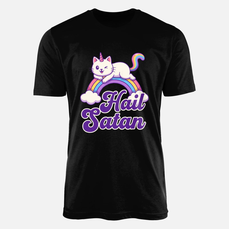 T-shirts: Chat licorne arc-en-ciel Hail Satan