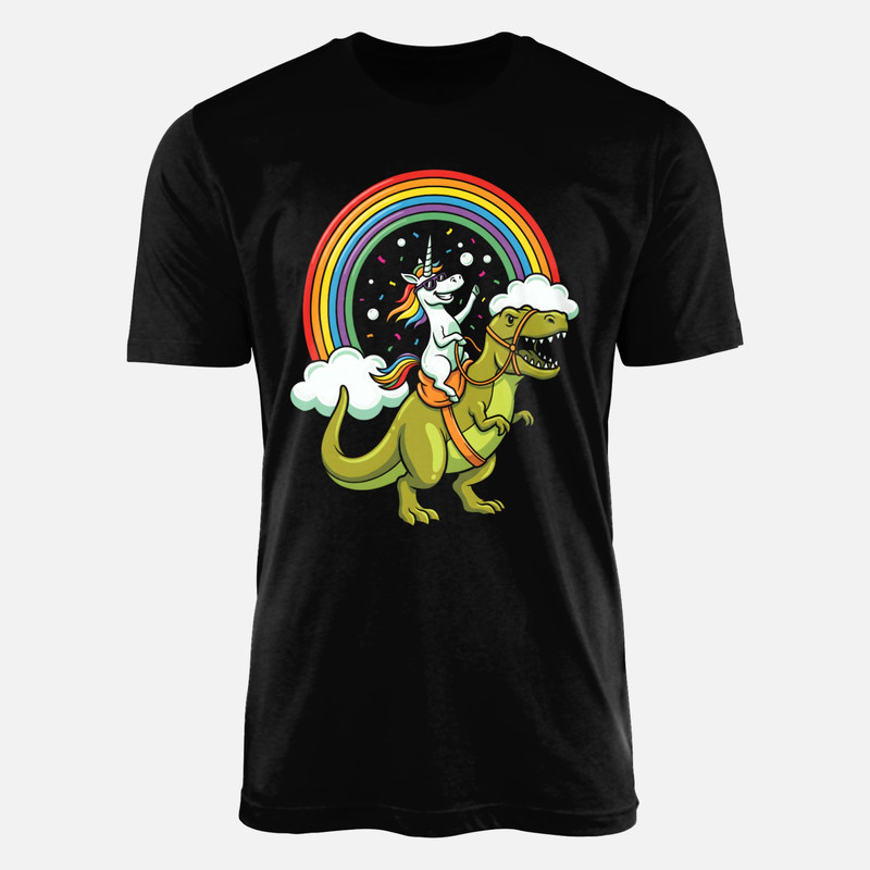 T-shirts: Licorne sur dinosaure et arc-en-ciel