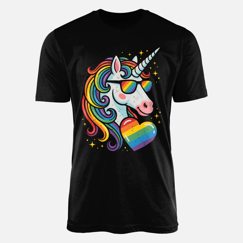 T-shirts: Licorne &agrave; lunettes et c&oelig;ur arc-en-ciel
