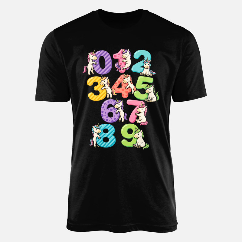 T-shirts: Chiffres de 0 &agrave; 9 avec licornes