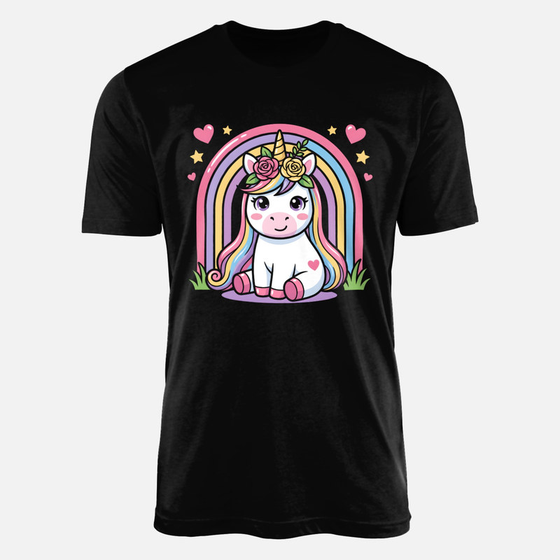 T-shirts: Licorne kawaii assise couronne de fleurs