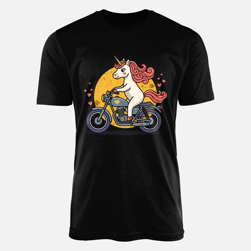 T-shirts: Licorne kawaii &agrave; moto
