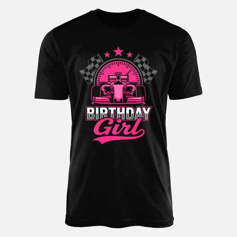T-shirts: Fille d'anniversaire voiture de course rose