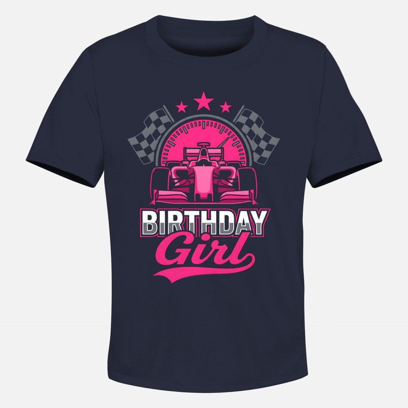 T-shirts: Fille d'anniversaire voiture de course rose
