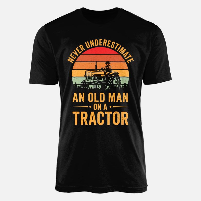 T-shirts: Vieil homme sur son tracteur r&eacute;tro