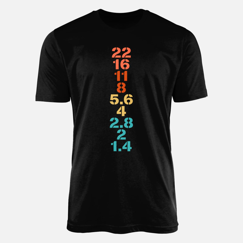 T-shirts: &Eacute;chelle d'ouvertures f-stop r&eacute;tro