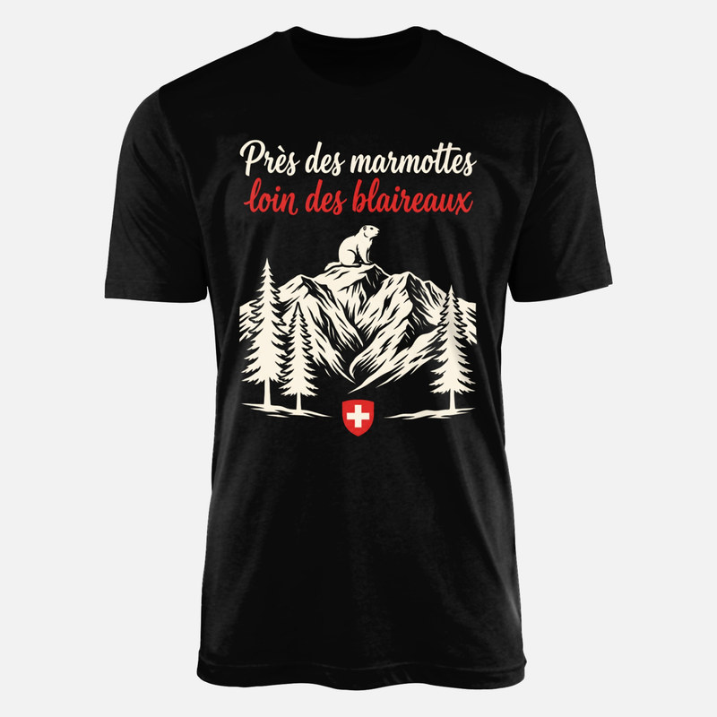 T-shirts: Pr&egrave;s des marmottes loin des blaireaux