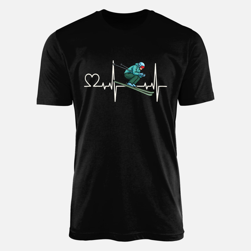 T-shirts: &Eacute;lectrocardiogramme skieur et c&oelig;ur