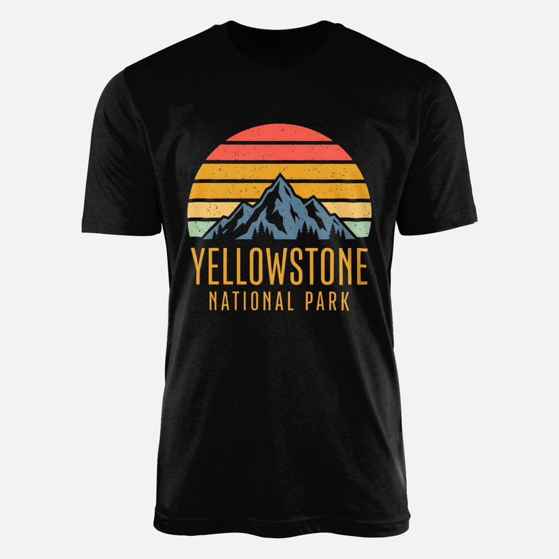 T-shirts: Yellowstone montagnes et soleil r&eacute;tro