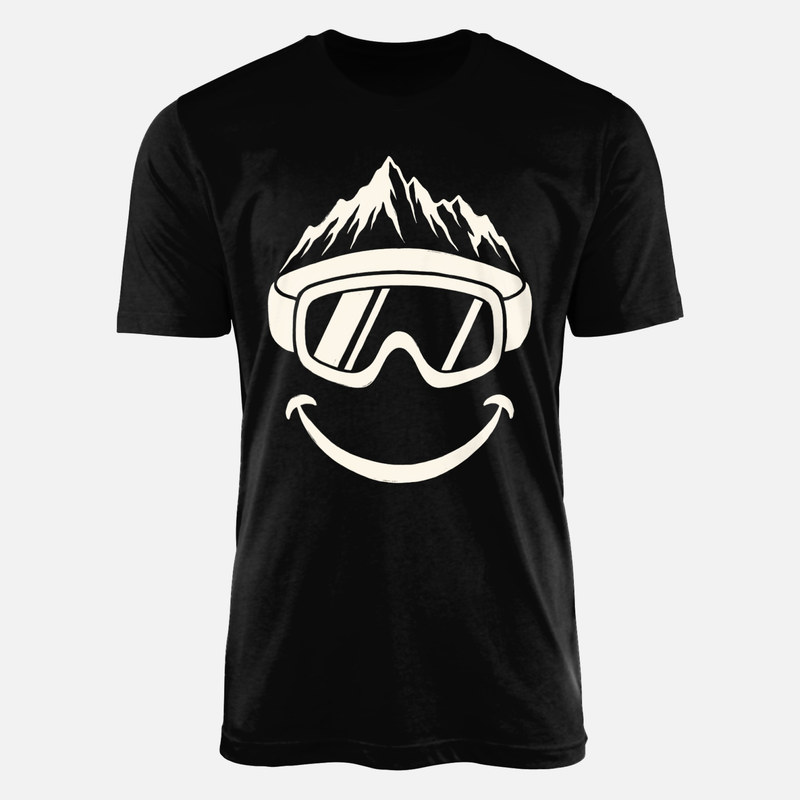 T-shirts: Masque de ski souriant et montagne