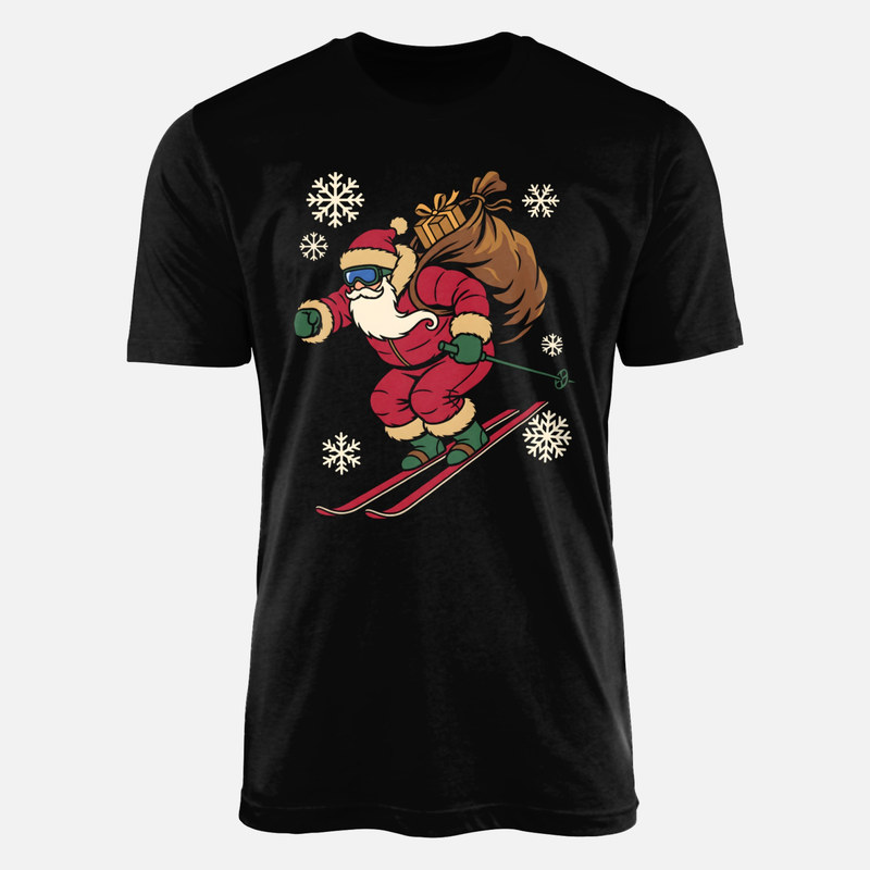 T-shirts: P&egrave;re No&euml;l &agrave; ski avec cadeaux