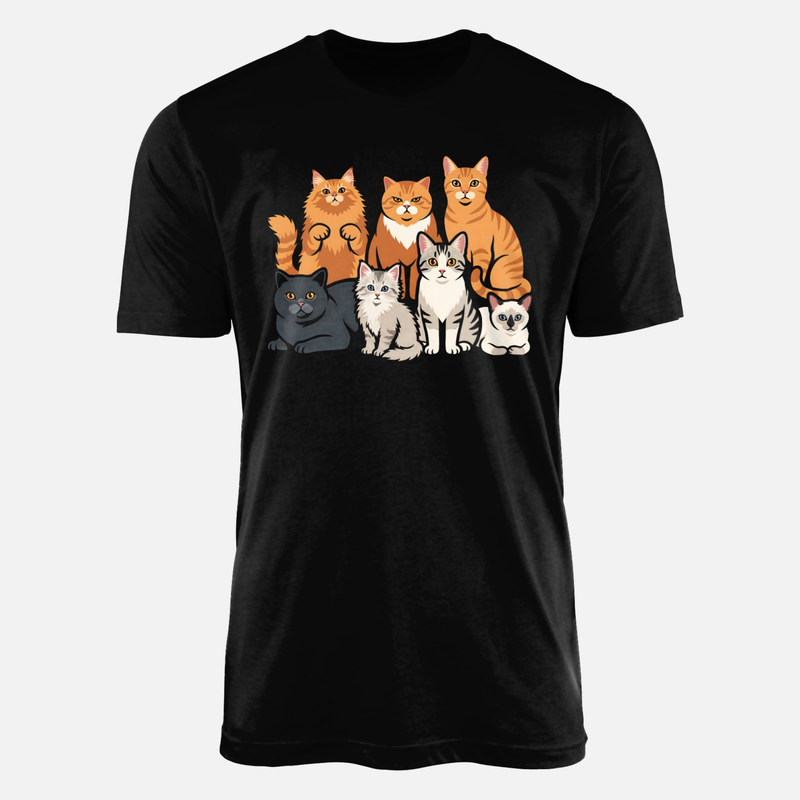 T-shirts: Sept chats de diff&eacute;rentes races