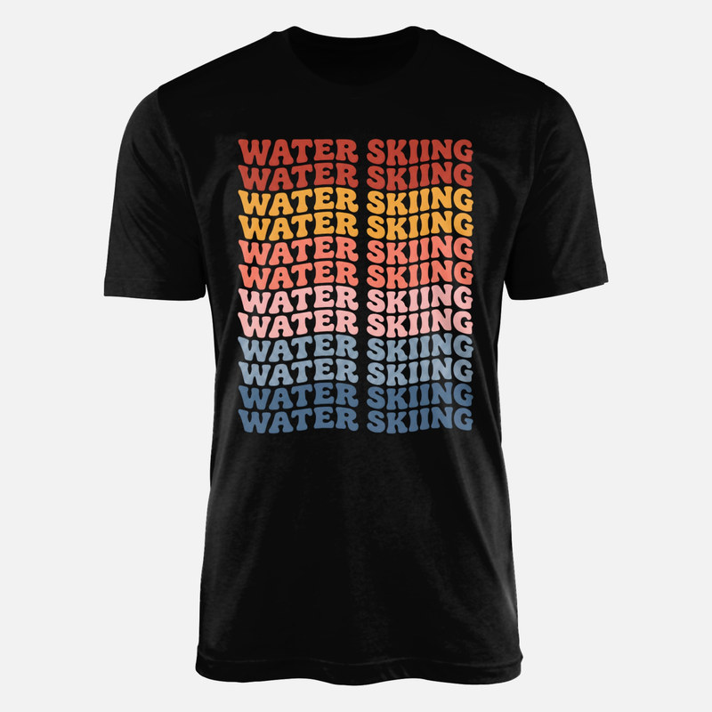 T-shirts: Ski nautique texte ondul&eacute; r&eacute;tro