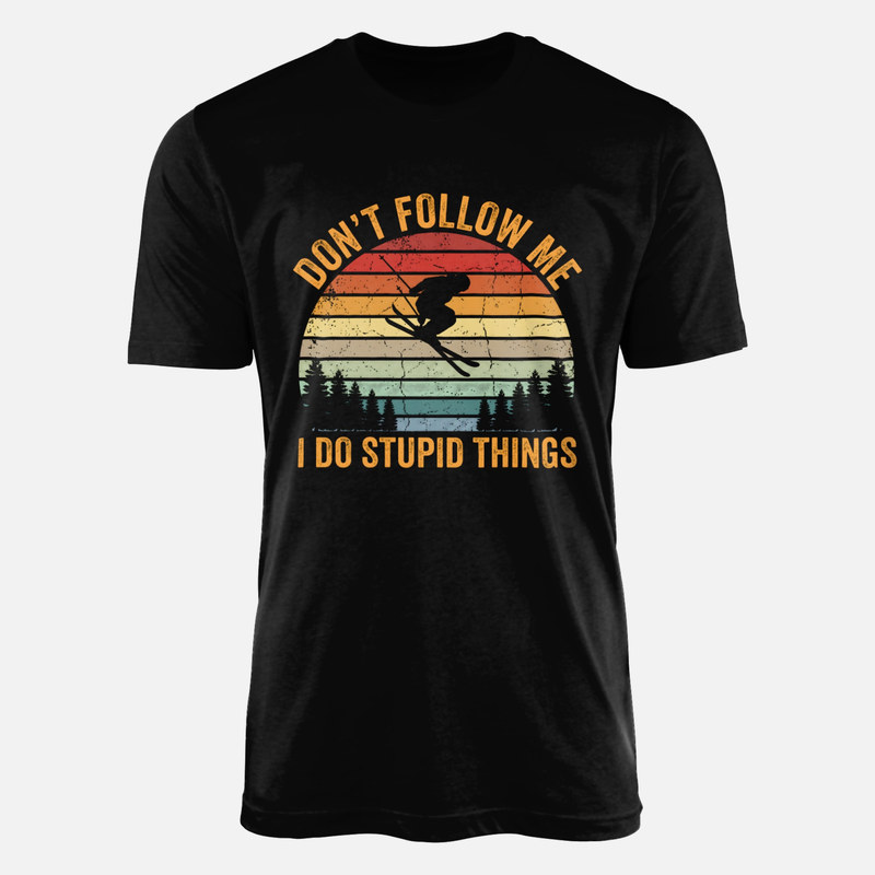 T-shirts: Skieur Don't Follow Me coucher de soleil