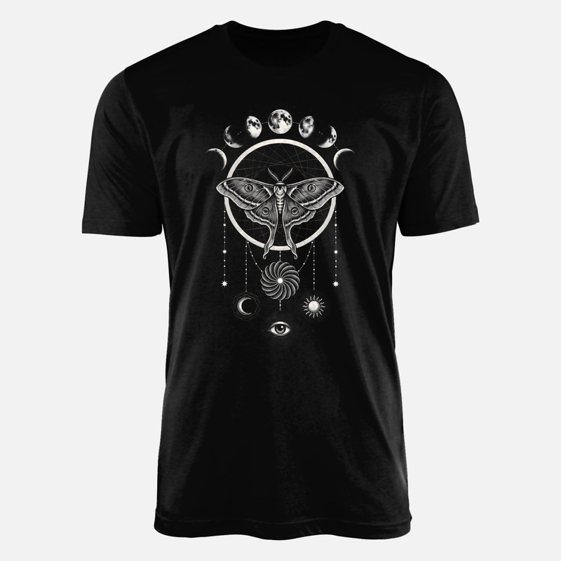 T-shirts: Papillon de nuit mystique et phases de lune