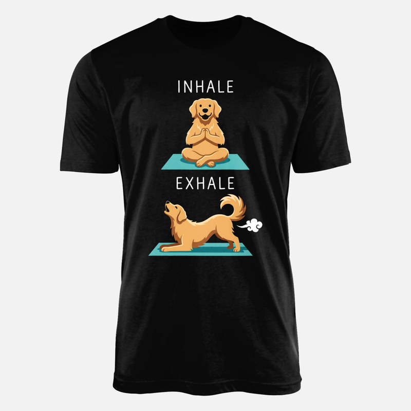 T-shirts: Chien yoga inhale exhale dr&ocirc;le