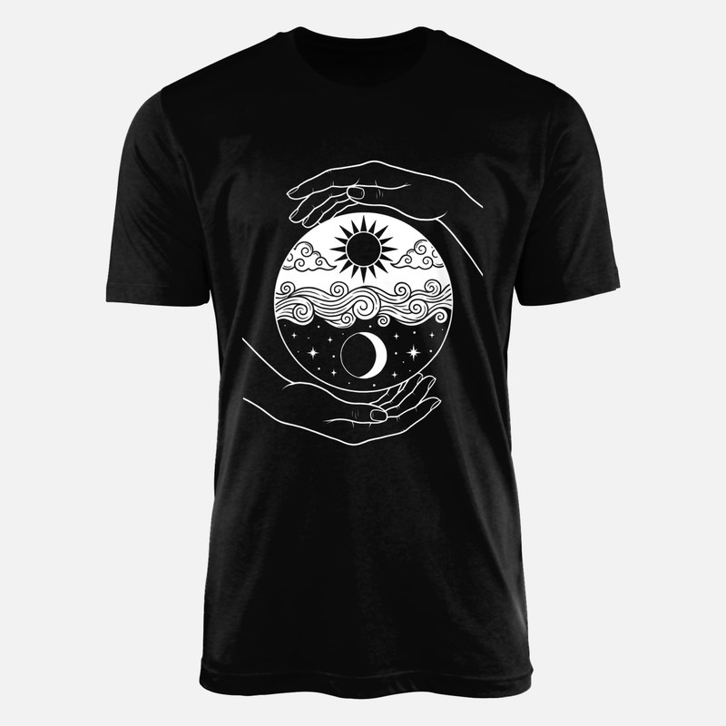 T-shirts: Mains tenant l'univers yin yang
