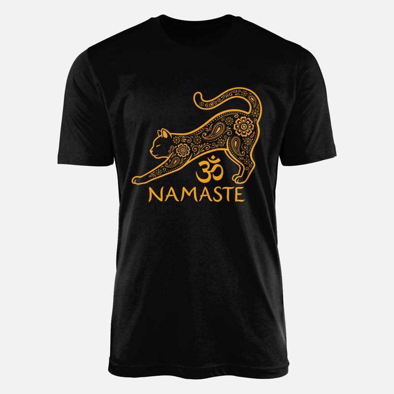 T-shirts: Chat de yoga namast&eacute; mandala