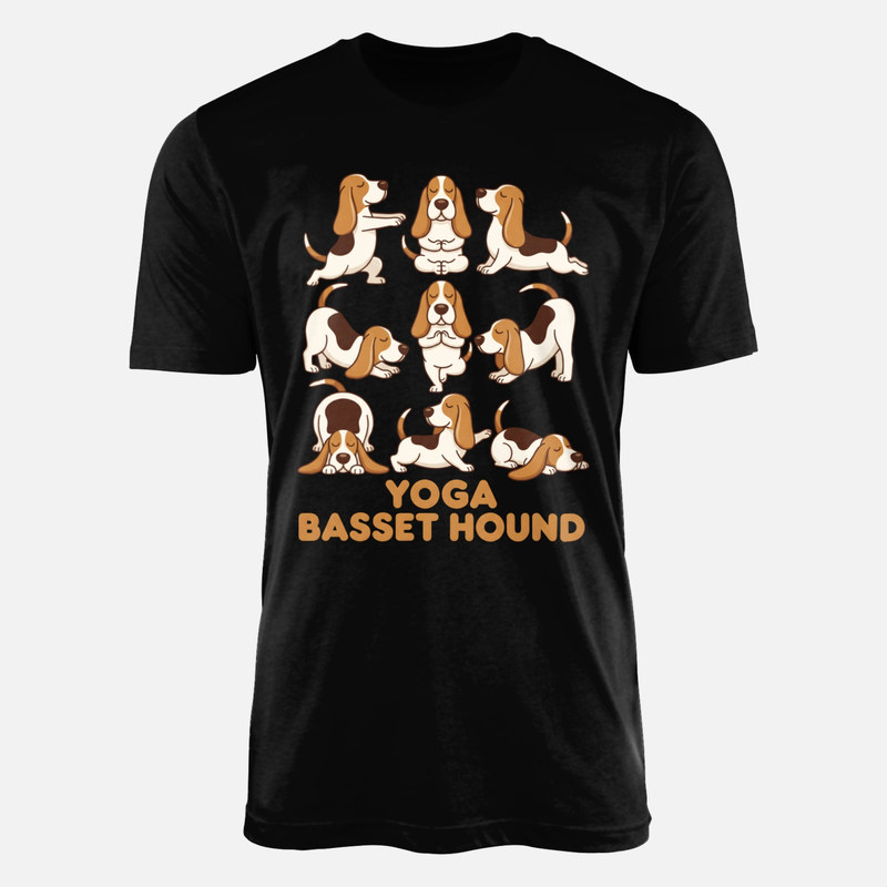T-shirts: Basset hound faisant du yoga