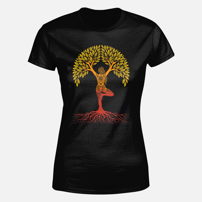 T-shirts: Femme arbre yoga mandala