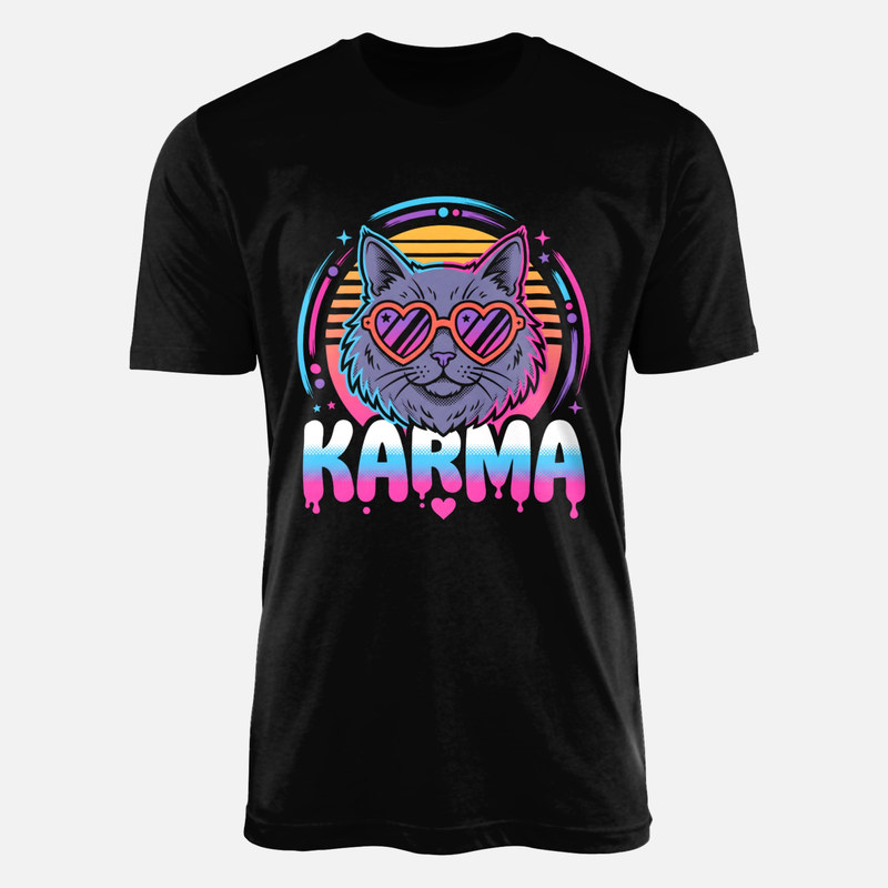 T-shirts: Chat r&eacute;tro &agrave; lunettes c&oelig;ur Karma