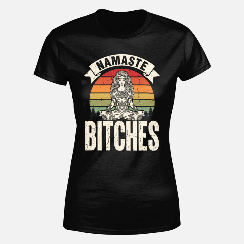 T-shirts: Femme m&eacute;ditation yoga coucher de soleil