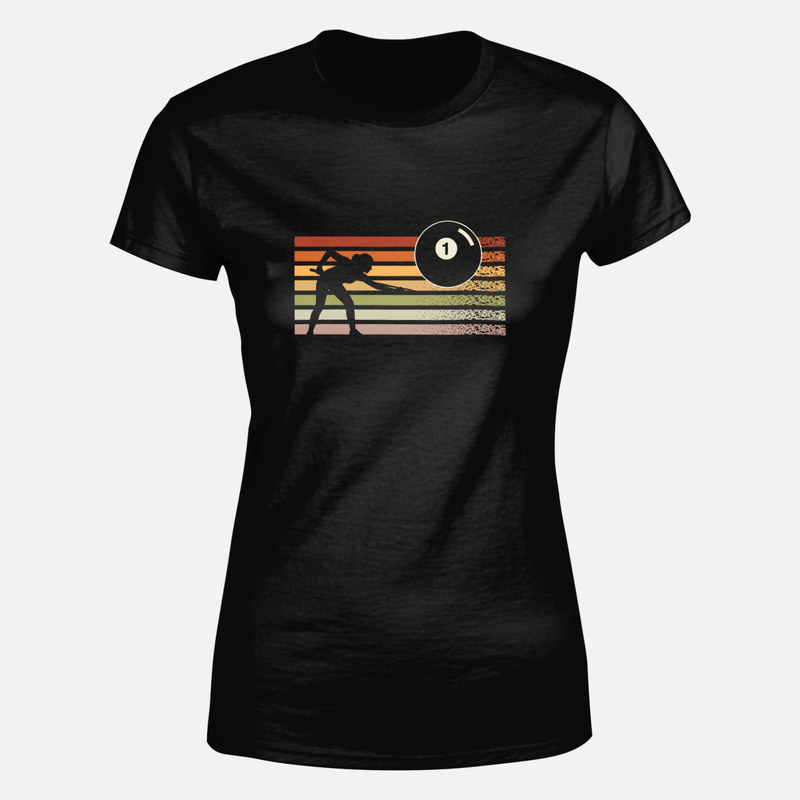 T-shirts: Joueuse de billard r&eacute;tro coucher de soleil
