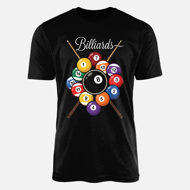 T-shirts: Boule 8 et queues de billard crois&eacute;es