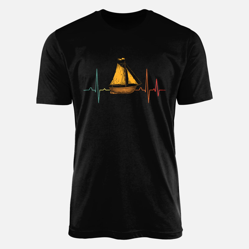 T-shirts: Voilier rythme cardiaque r&eacute;tro