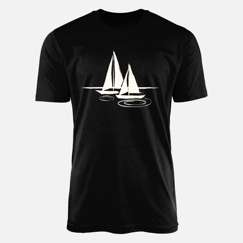 T-shirts: Deux voiliers au pinceau et vagues