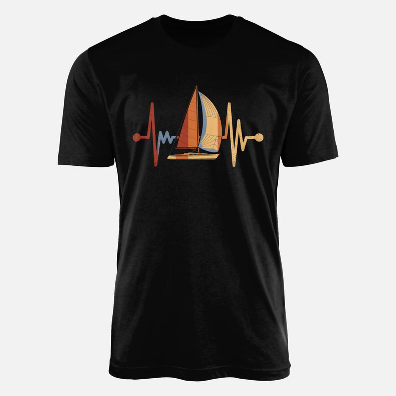 T-shirts: Voilier et pulsation cardiaque r&eacute;tro