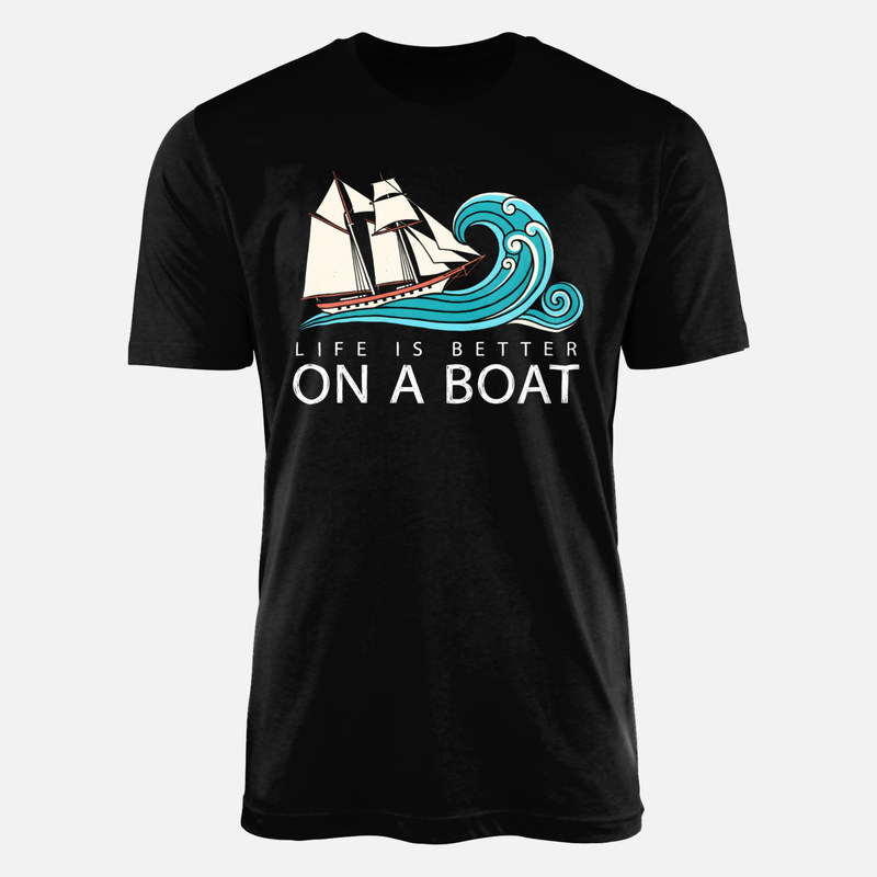 T-shirts: Voilier et grande vague r&eacute;tro